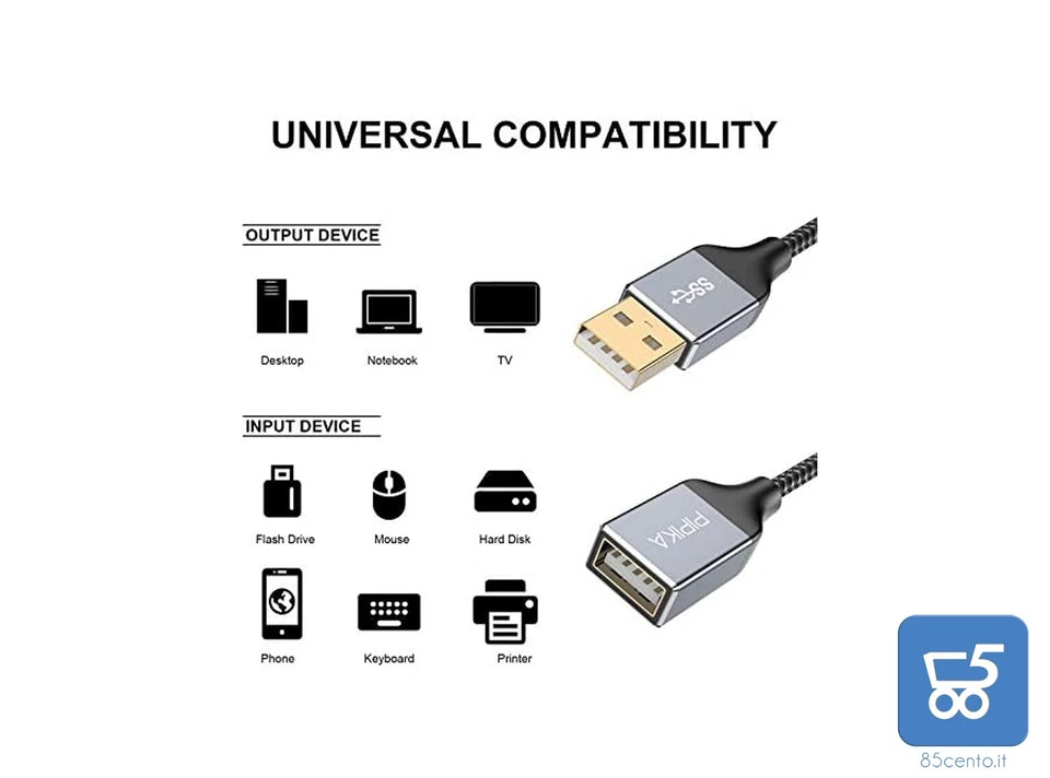Prolunga USB 2 Metri maschio-femmina per Tastiere Videocamere stampanti scanner - Immagine 2 di 2
