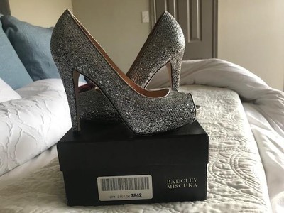 badgley mischka silver wedding shoes