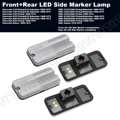 LED Front Rear Side Marker Lights For 1968-1972 Chevy C10 GMC C15