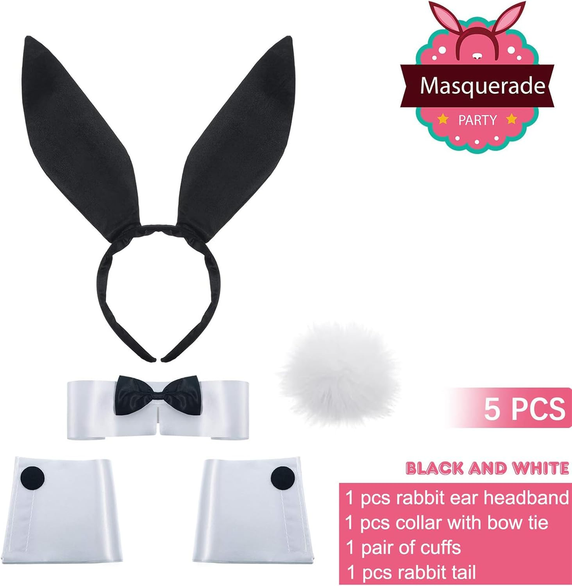 PMELCXD Bunny Accessories Set For Women Rabbit Ears Headband