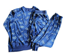 Harry Potter Wizarding World Blue Pajama Set Glasses Snitch Print Small