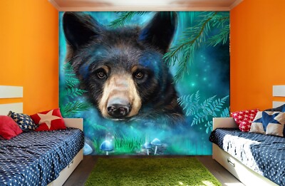 3D Schwarzer Bär ZHUC439 Tapete Wandbild Fototapete Sheena Pike Ann
