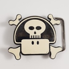 Super Mario Brothers Evil Toad Mushroom Buckle Black White Skull Nintendo 2005