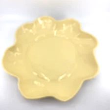 Los Angeles Potteries 608 Console Bowl Dish Yellow Beige Planter 13.5" Wide Vtg