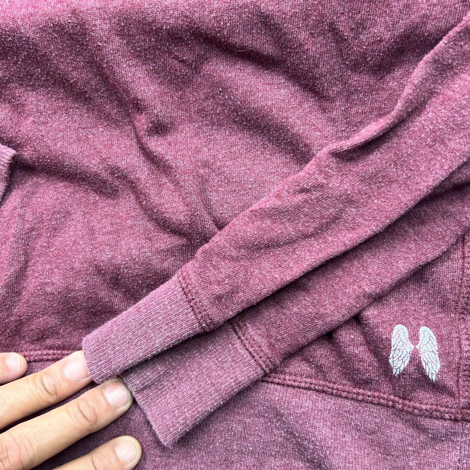 UNDERCOVER Felpa con cappuccio pullover donna Victorias Secret taglia S rosso bordeaux argento logo casual