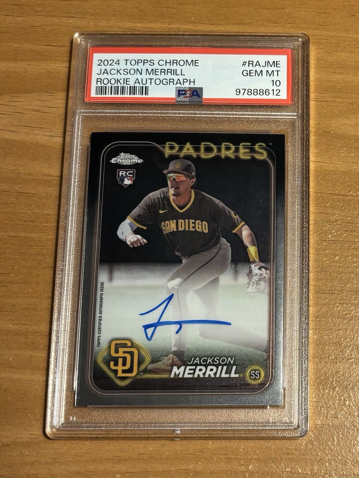 2024 Topps Chrome Jackson Merrill Base Auto Rookie RC Padres SP PSA 10 GEM MINT