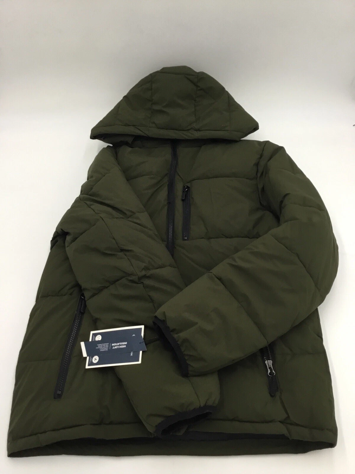 Club Room Men's Stretch Hooded Puffer Jacket | Olive | XL