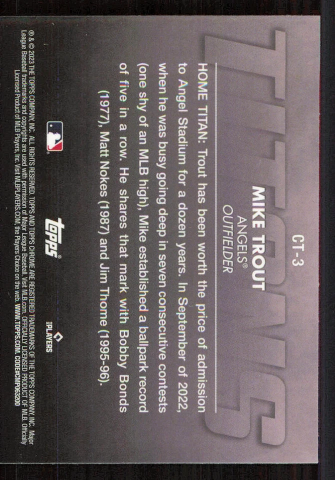 2023 Topps Chrome Titans #CT3 Mike Trout - Image 2 of 2