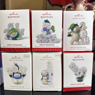 Lot of 6 Hallmark Frosty Fun Decade Ornaments 2011 -2015 #2-#6 + #9 W/Boxes