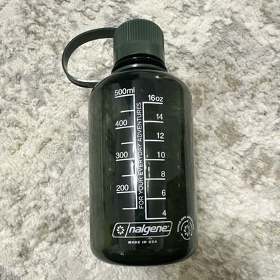 Nalgene 16oz/500ml Dark Green BPA-Free Water Bottle Screw-on Lid Open Box