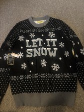 Tipsy Elves Sweater Mens Medium Black Ugly Christmas Let It Snow Lights Pullover