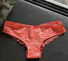 NWT L VICTORIA'S SECRET PINK Orange Zebra Print Vintage Hipster Panties LARGE