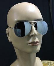 Oversized, retro, aviator Sunglasses with silver, mirrored lens,  7871 