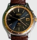 Seiko Kinetic SQ100 5M42-0B50 Mens Vintage Watch  Navy Dial New Capacitor