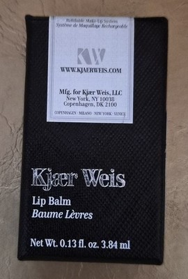 KJAER WEIS ORIGINAL LIP BALM IN REFILLABLE BLACK CASE FULLSIZE 0.13 OZ NIB
