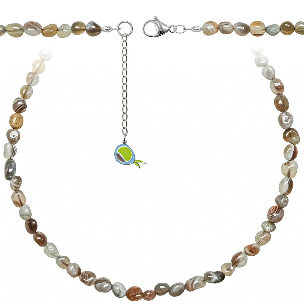 Sautoir en agate de Botswana perles de 5-8 mm, un collier d'exception de 90 cm