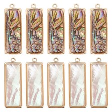 10Pcs 2 Colors Abalone  Pendants Natural  Charms Sea  Pendants Rectangle 5411