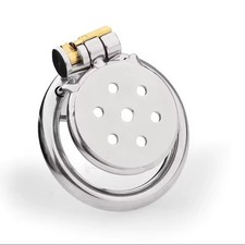 Flat Stainless Steel Chastity Cage Metal - DISCETE FAST SHIPPING - 40mm Ring