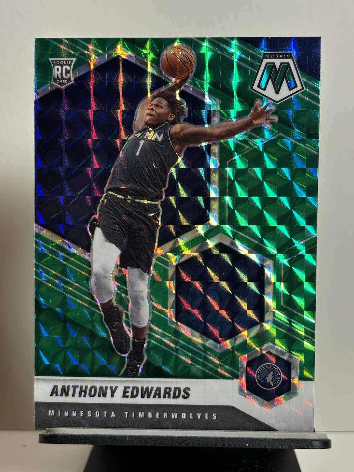 Anthony Edwards 2020-21 Mosaic Rookie Green Mosaic Prizm #201 (RC)