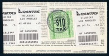 1987 Australia, $10 Departure Tax Revenue Stamp on pass, used
