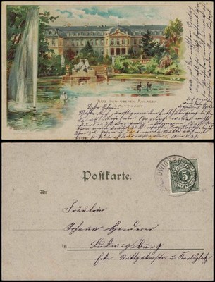 Postcard Stuttgart from the facilities artist card P. Schnorr 1899
