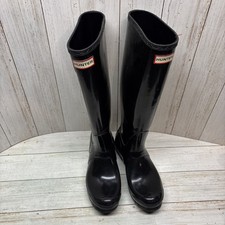Hunter Womens Black Rubber Rain BOOTS Original Tall Size 8