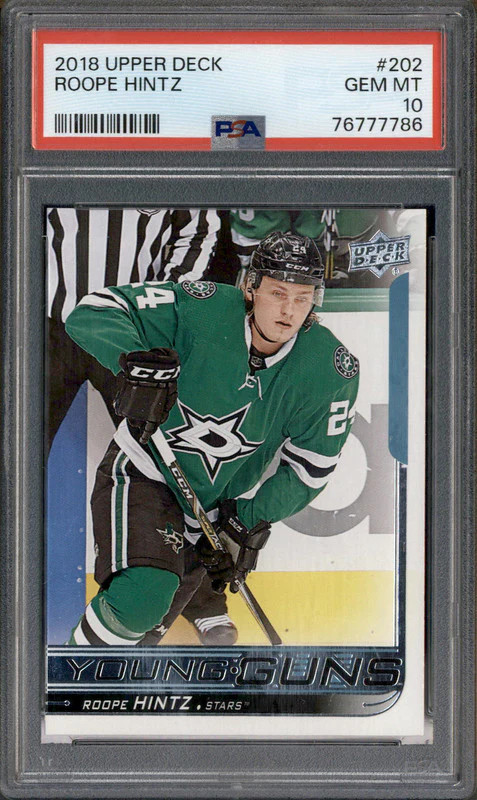 2018 Upper Deck #202 Roope Hintz Young Guns RC Rookie PSA 10