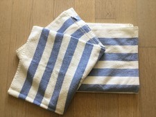 2x Hotel Spa Pool Beach Cabana Towels 100 Ring Spun Cotton Blue/White Stripe