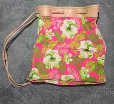 Sun N Sand Floral Drawstring Backpack Shoulder Bag Travel Beach Resort Vacation