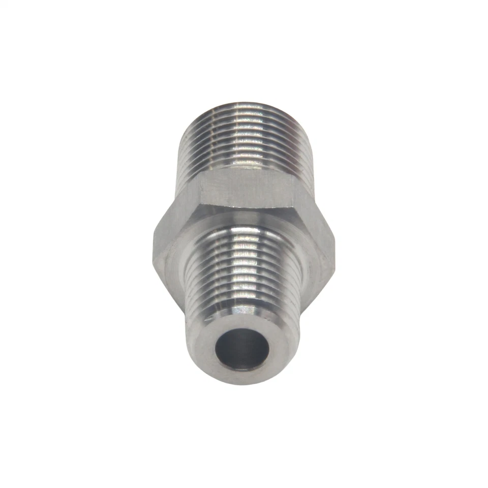1/4" NPT Male x 3/8" NPT Male Hex Nipple Pipe Adapter Stainless Steel 304 - Image 3 of 4
