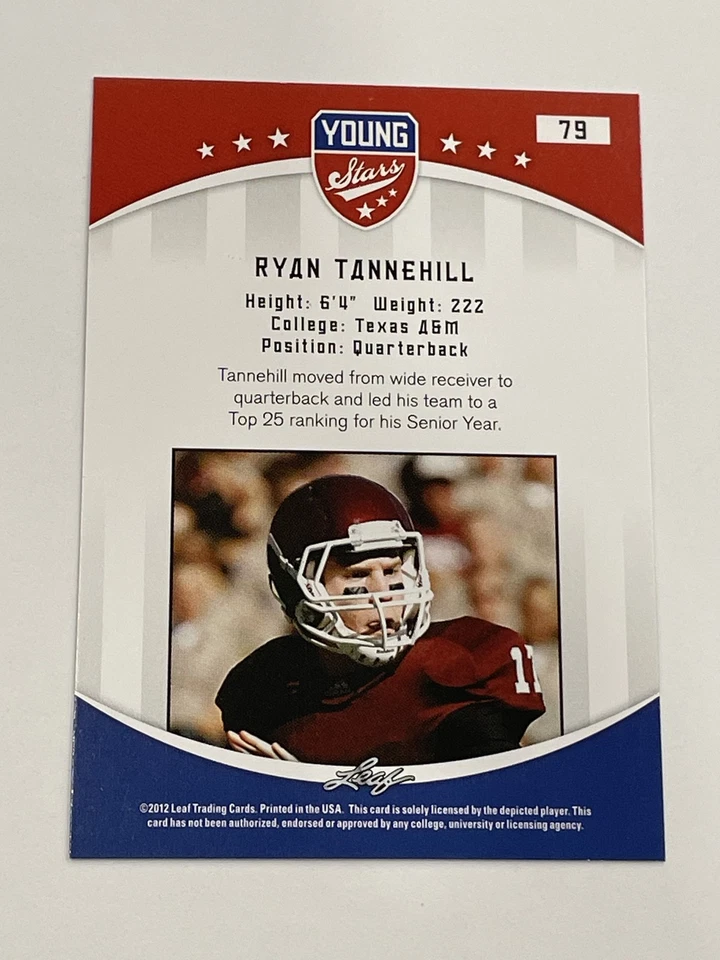 2012 Leaf Young Stars Football #79 - Ryan Tannehill - Texas A&M Aggies - Image 2 of 2