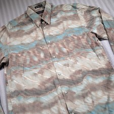 Jhane Barnes Shirt Mens Green Button Up Long Sleeve Geometric Abstract Medium