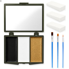 Face Paint Black White Brown with Mirror 3 Brush 3 Sponge for Halloween