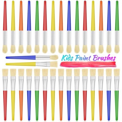 30 Kids Paint Brushes Set with Jumbo Round Watercolor and Large Flat Craft Br...