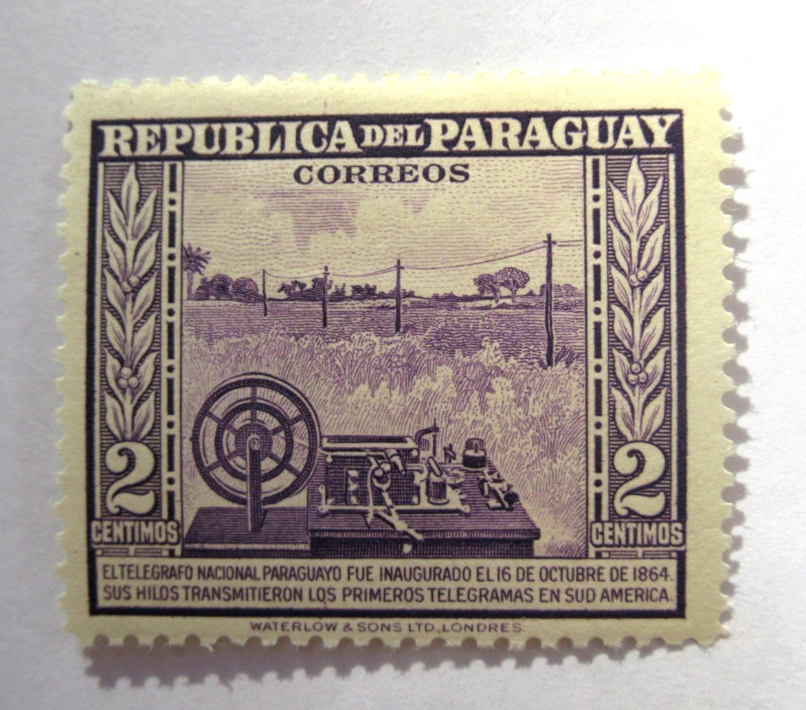 Paraguay Stamps Scott 436 Telegraph Commemorative 2 Centimos 1947 Mint MLH