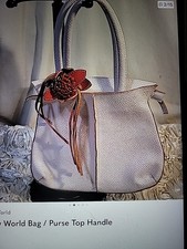 Mellow World Black Vegan Leather Handbag W/Pink/Orange Floral Tassel Accent NWOT