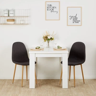 Table salle à manger bois massif blanc 80x80 cm avec 2 chaises gris Homestyle4u - Photo 1/4