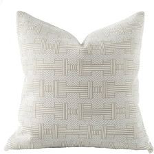 20x20'' Inches Throw Pillow Cushion Cover - Emma Beige Tawny Birch Stripe Patter