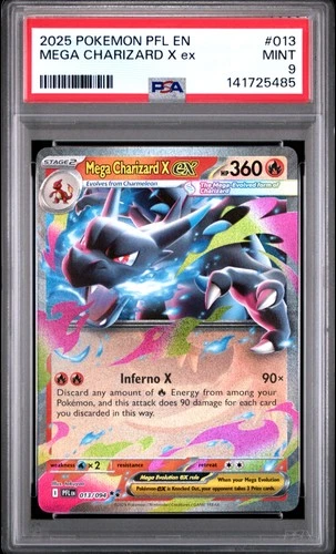 2025 POKEMON PFL EN-PHANTASMAL FLAMES #013 MEGA CHARIZARD X EX PSA 9