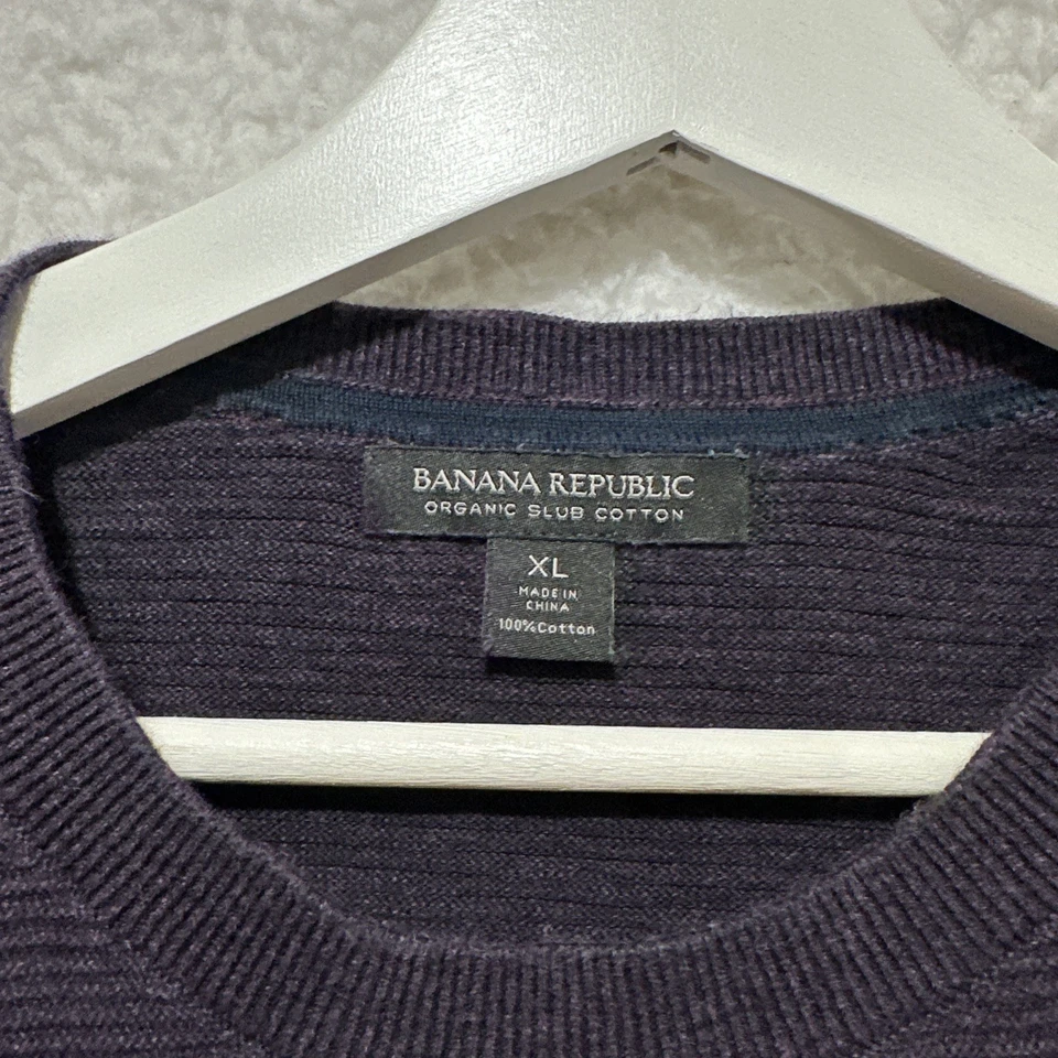 Suéter de trapo Banana Republic orgánico SLUB algodón púrpura cuello redondo talla XL Foto 3 de 4