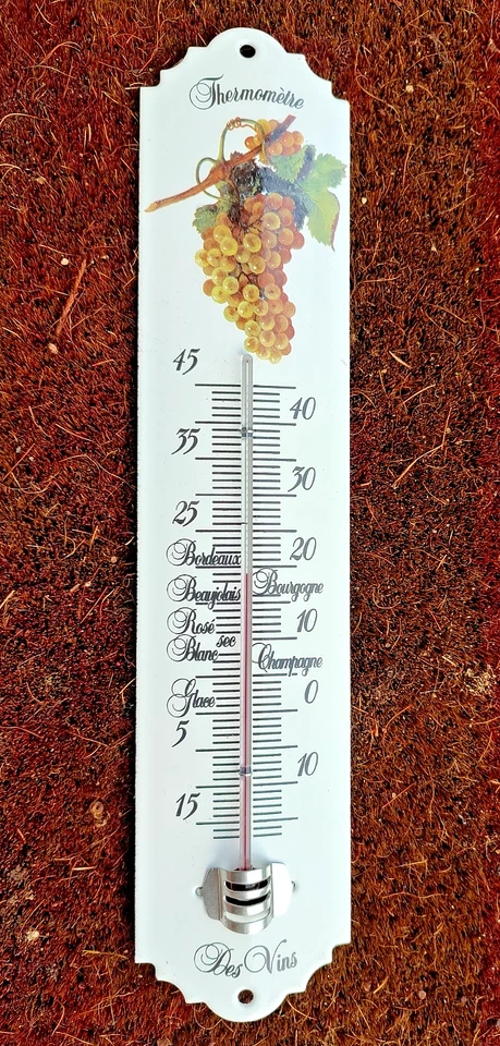 Thermomètre métal émaillé raisin cave Thermomètre de cave raisin made in France - Photo 1/1