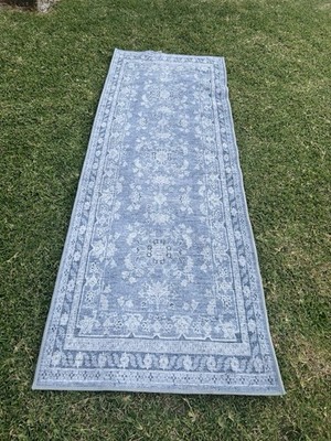 Tumble Rugs Washable Rug Runner Blue 31 width/Length 86  (Rug pad Not Included)