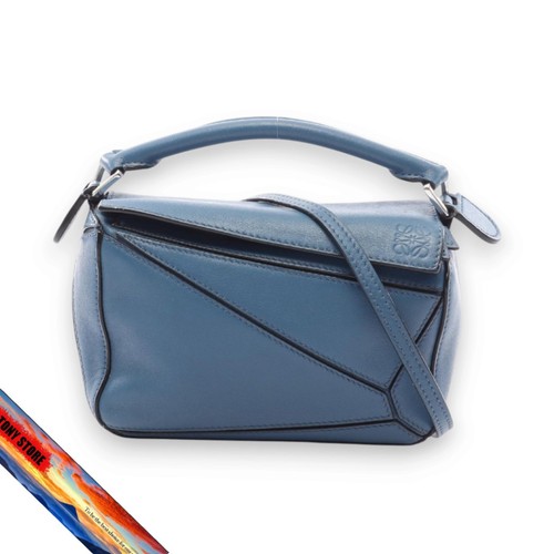 LOEWE Puzzle Mini Leather Handbag Blue