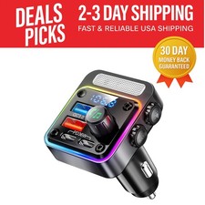 4-Port Fast Charging Bluetooth Car Adapter: Hands-Free Calling  Deep Bass Sound