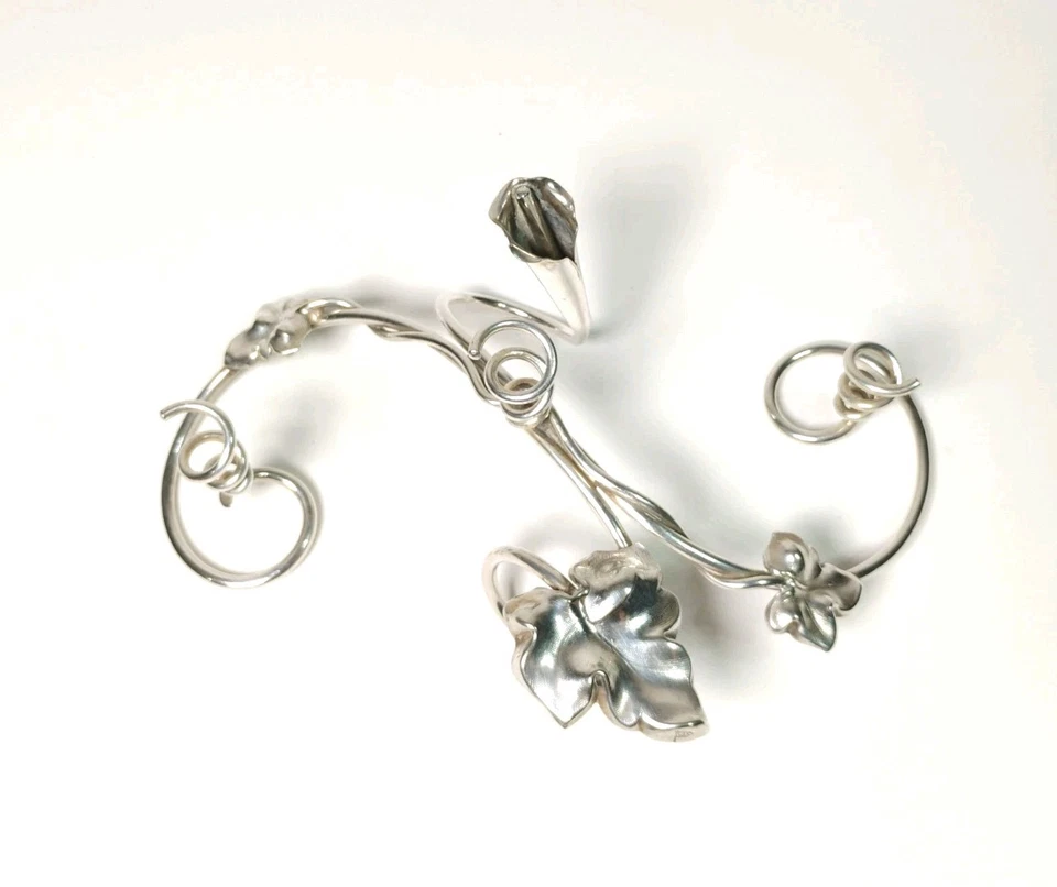 Portavelas Walker & Hall plateado Art Nouveau enredaderas hojas y lirios 9" Foto 3 de 4