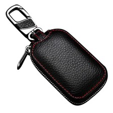 Genuine Leather Car Key Chain Bag Smart Key Holder Cover Remote Fob Zipper Case