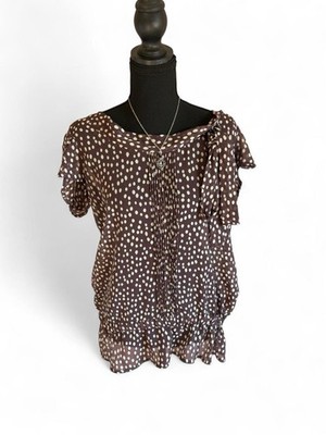 decorp Women s Plum/Brown Polka Dot Long Blouse/Mini Dress, Size Medium