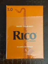 Rico Bass Clarinet Reeds #3  Strength, Open Box Of 10 - BRAND NEW
