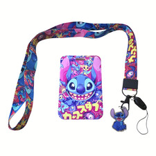 Disney Stitch Lilo  Stitch Cartoon Character Colorful Lanyard ID Badge Holder