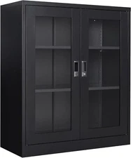 Metal Garage Storage Cabinet with Adjustable Shelves,Steel Cabinet with 2 Door 